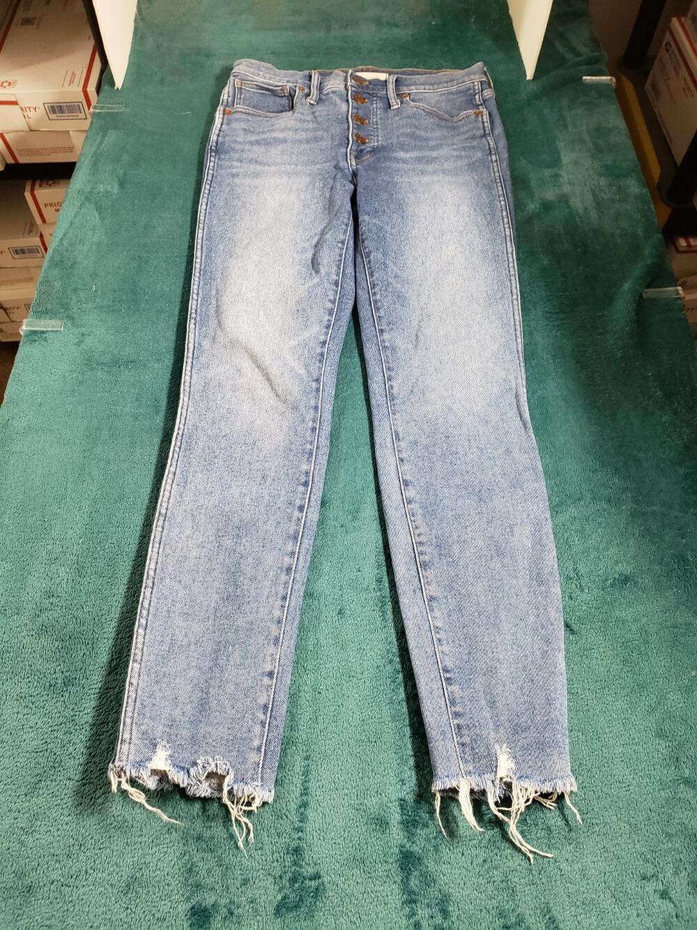 Madewell Jeans Size 28 Tall Women Blue Pants Stretch Fray Hem High Rise Skinny